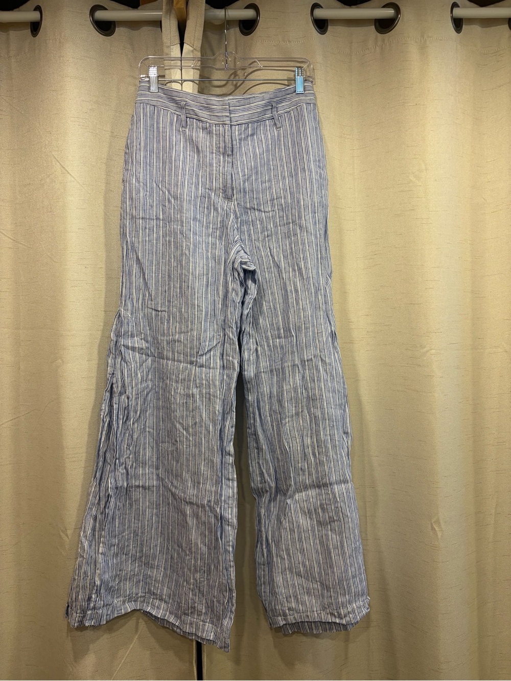elevenses Blue & White Striped Wide Leg Linen Pants